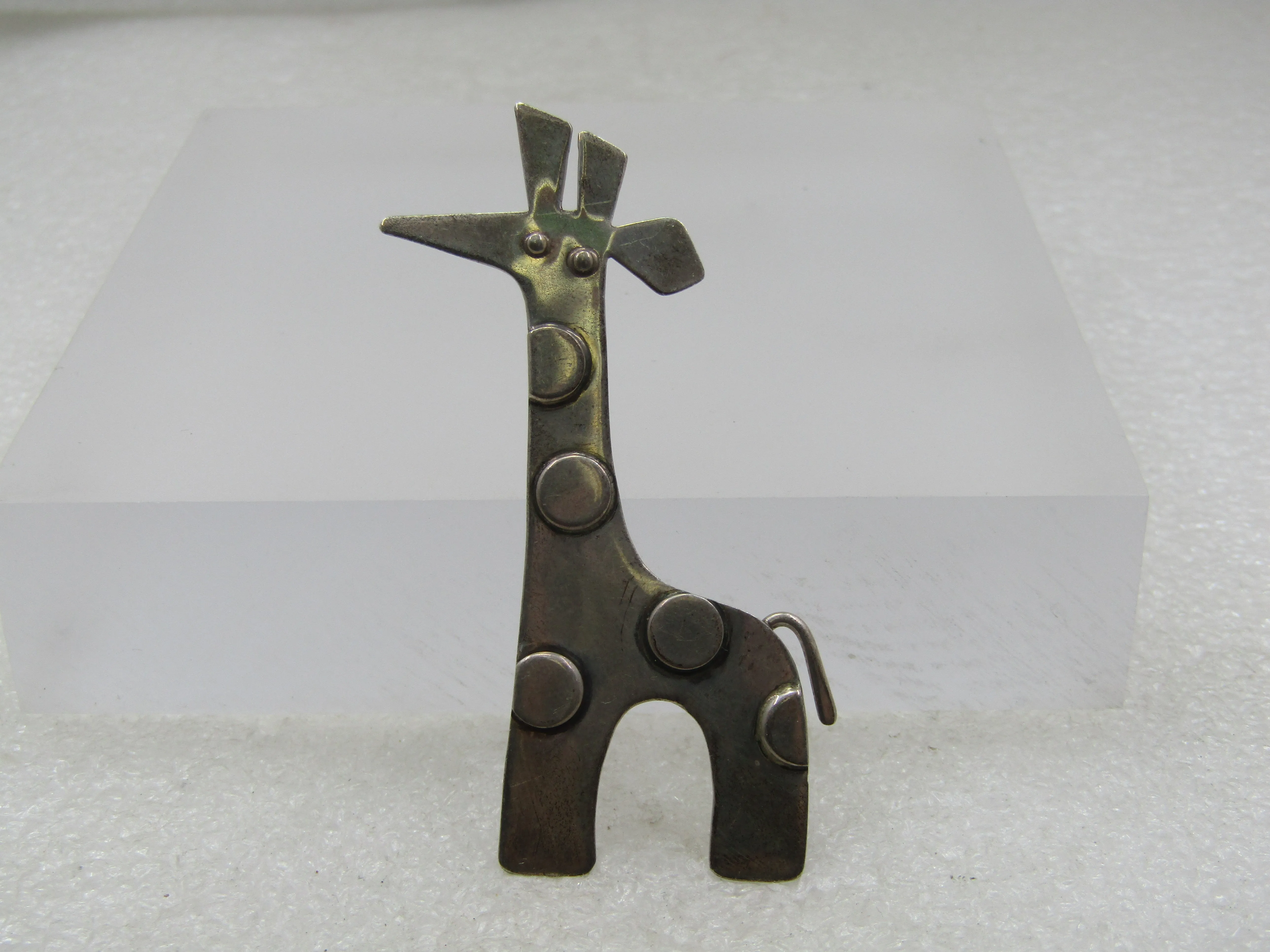 Vintage Sterling Giraffe Brooch, Handmade