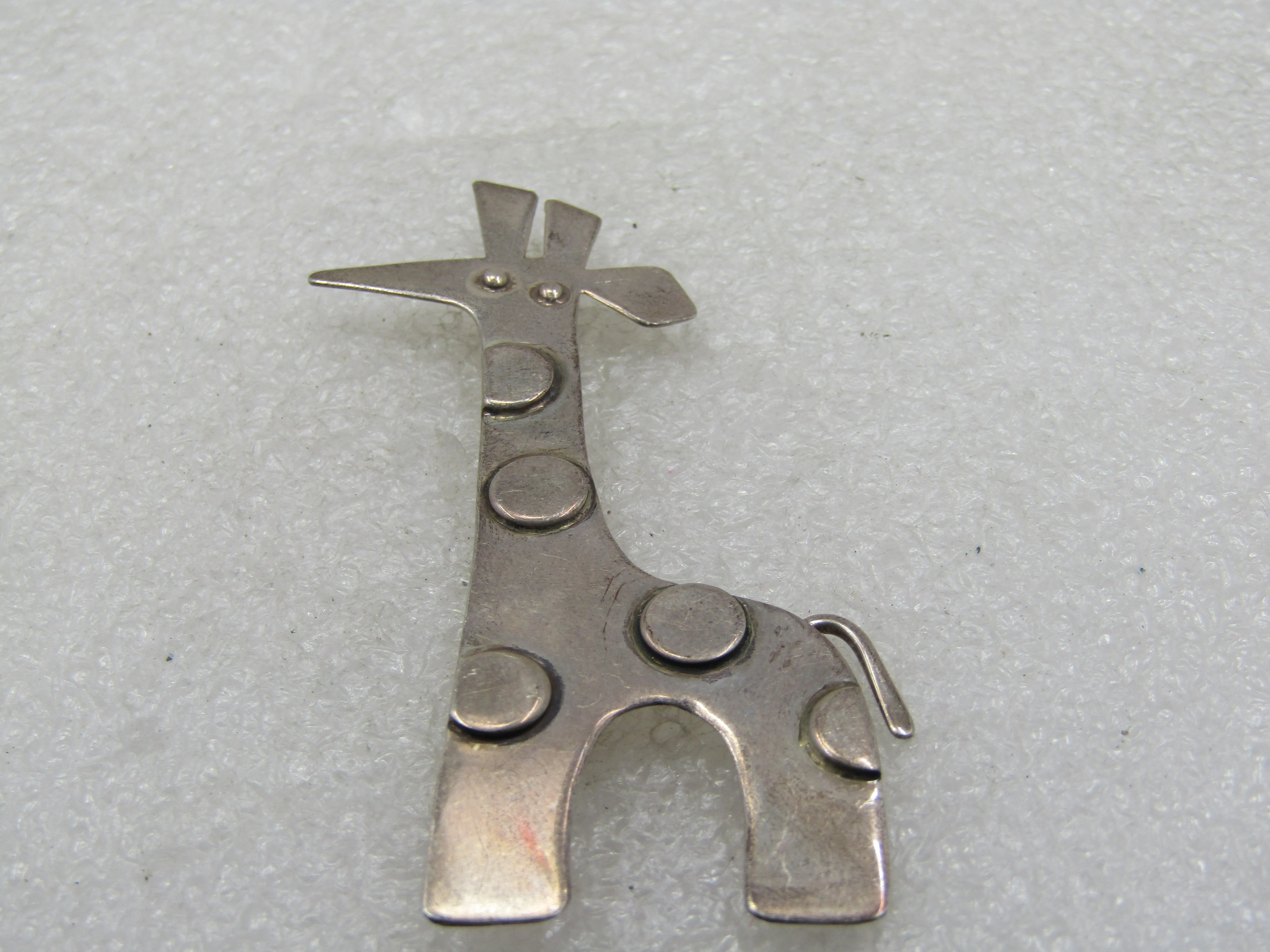 Vintage Sterling Giraffe Brooch, Handmade