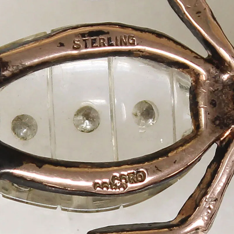 Whimsical Crystal & Sterling Coro Bug Brooch