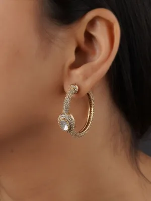 White Color Gold Plated Faux Diamond Earrings - CZEAR554