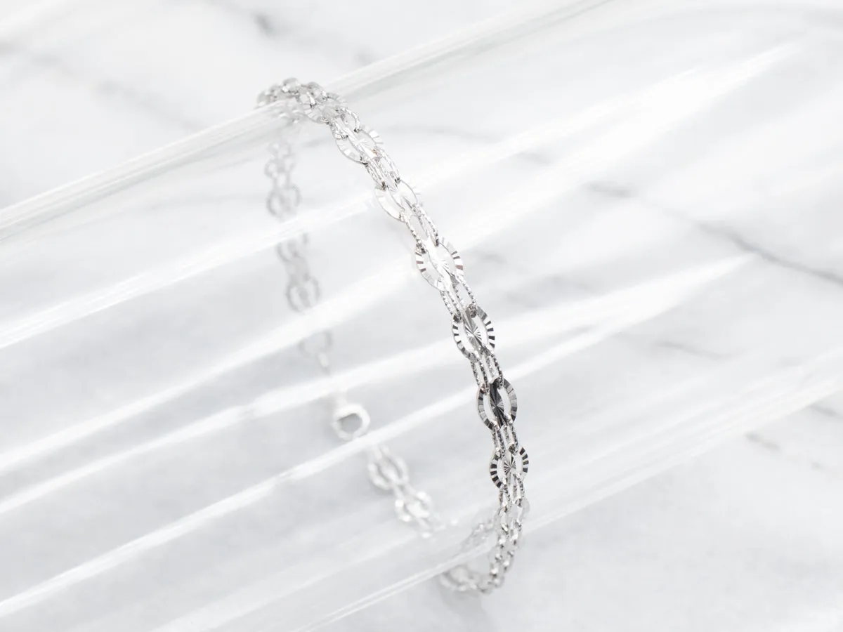 White Gold Interlocking Oval Link Bracelet
