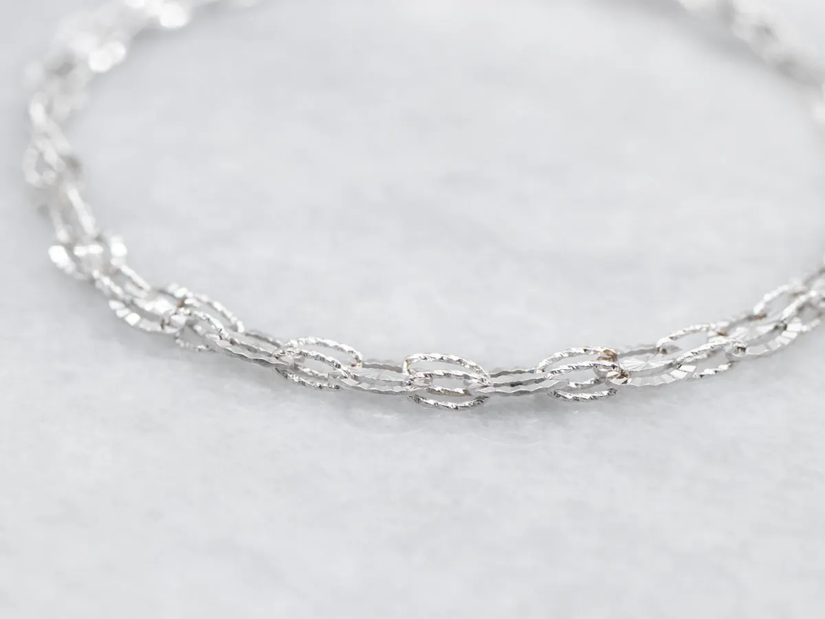 White Gold Interlocking Oval Link Bracelet