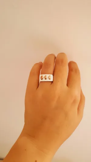 White S Globe Ring - Adjustable 925 Sterling Silver