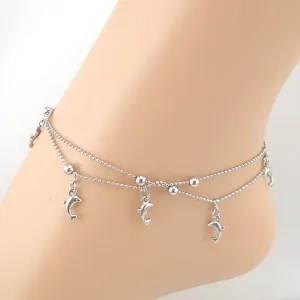 Women Elegant Dolphin Fish Ankle Chain Ankle Bracelet Sexy Barefoot Sandal Beach Foot For