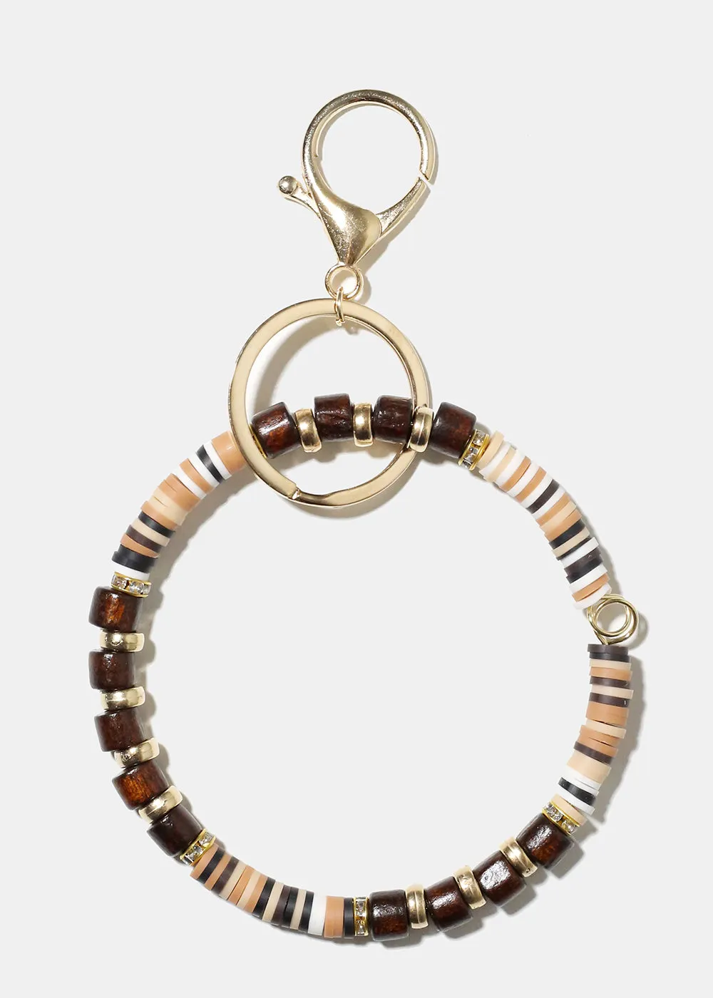Wooden Bead Keychain Bracelet