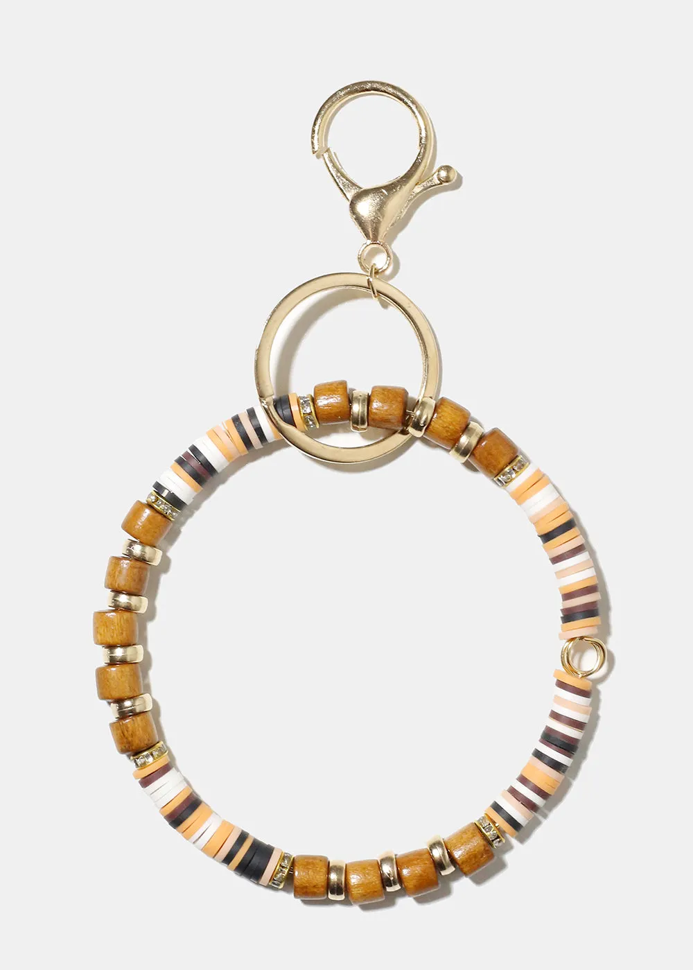 Wooden Bead Keychain Bracelet