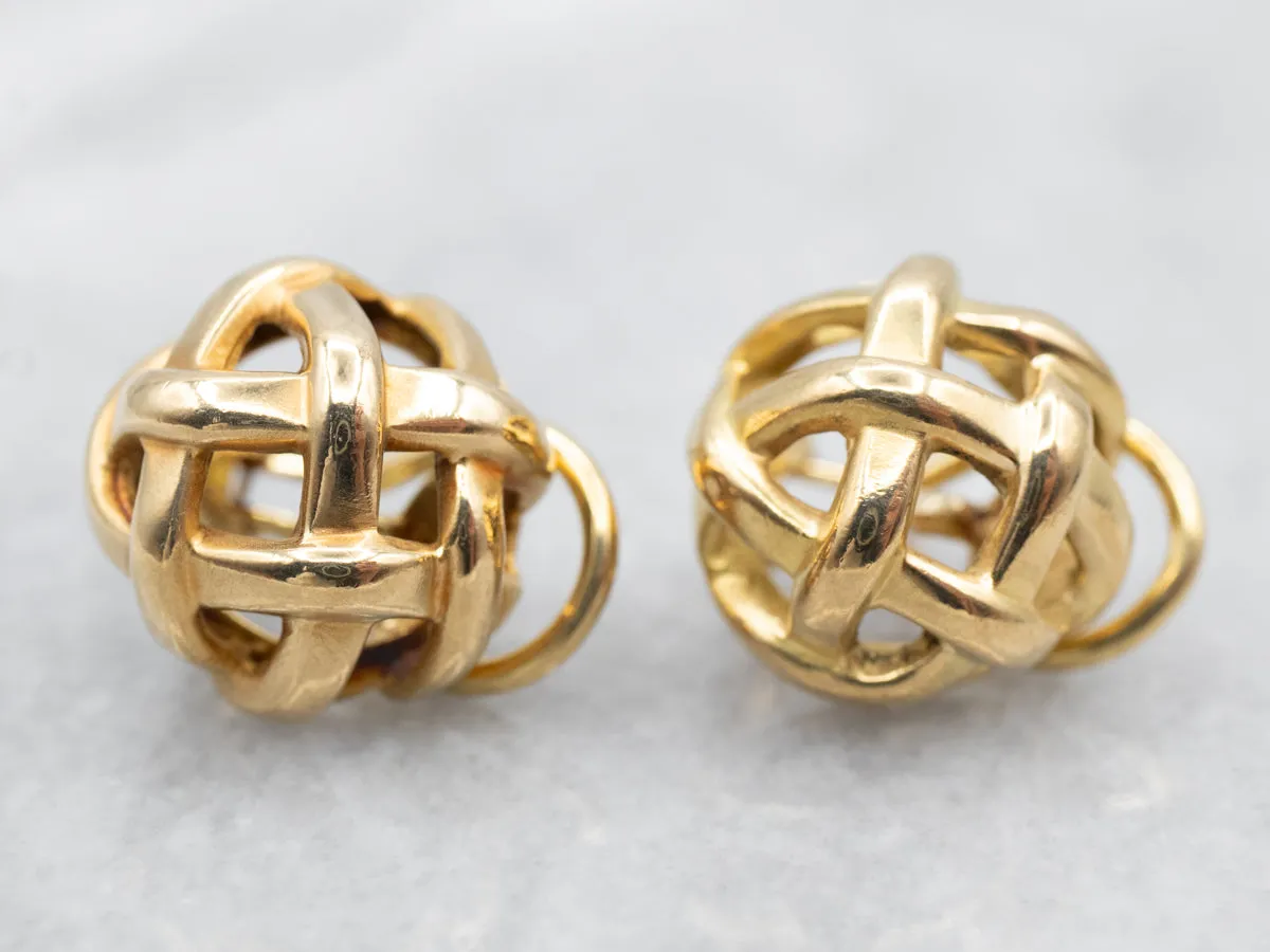 Woven 18-Karat Gold Basket Stud Earrings
