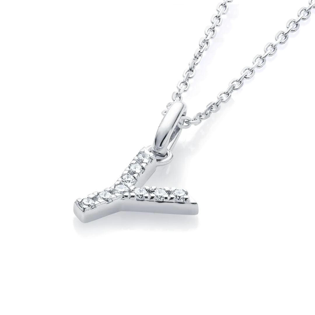Y Letter Pendant White Gold