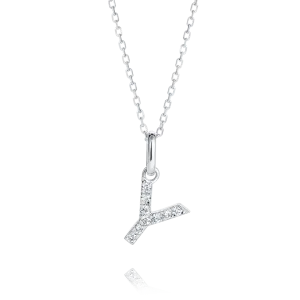 Y Letter Pendant White Gold