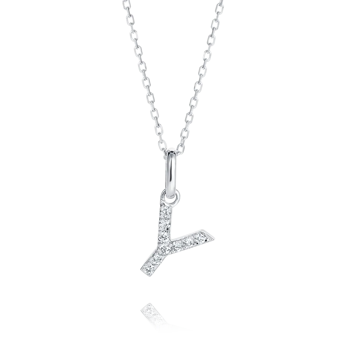 Y Letter Pendant White Gold