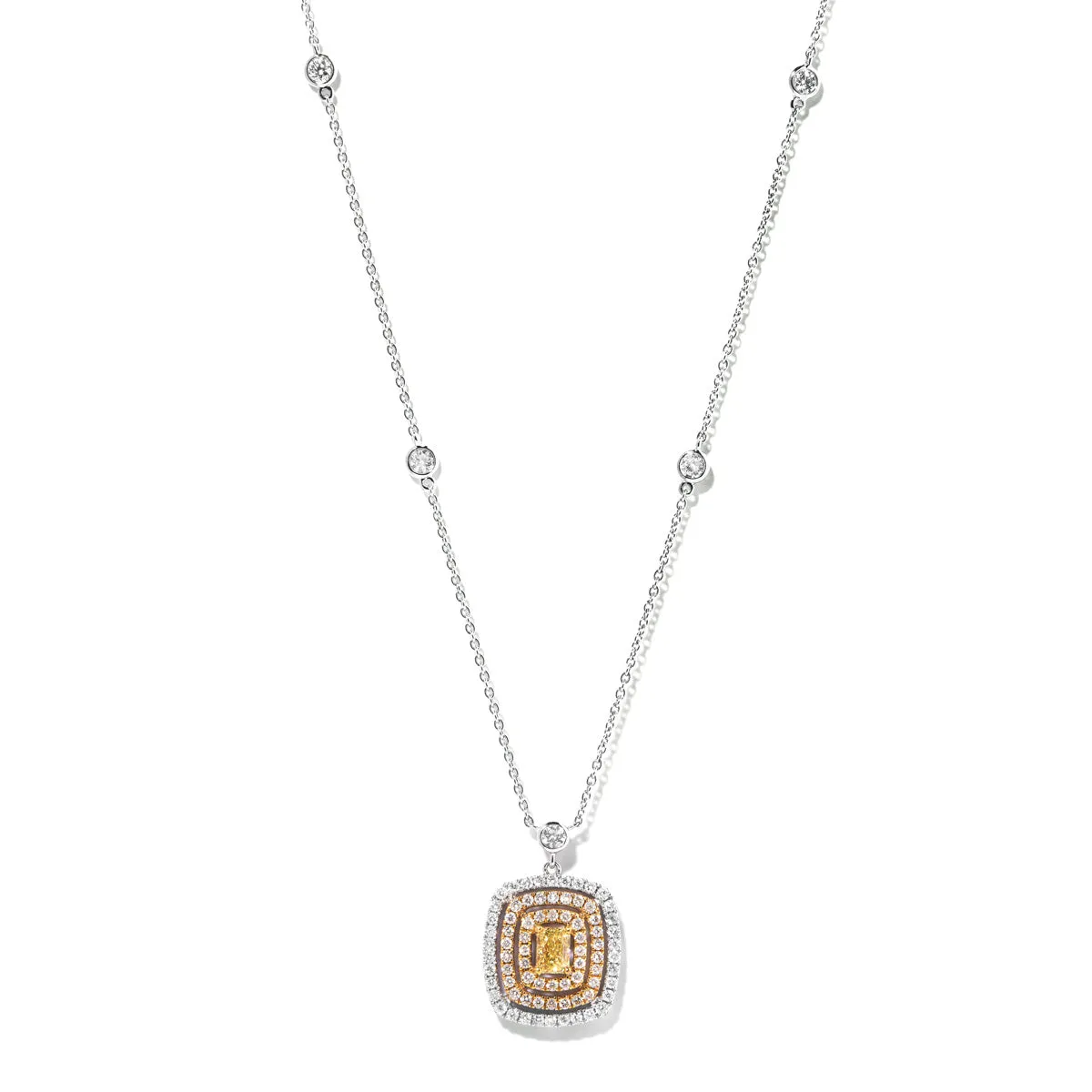 Yellow Diamond Halo Pendant